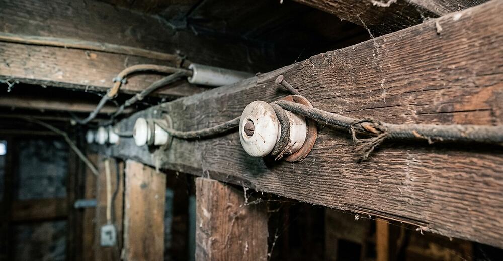 Knob and tube wiring found during a home inspection in an older Southern New Brunswick home