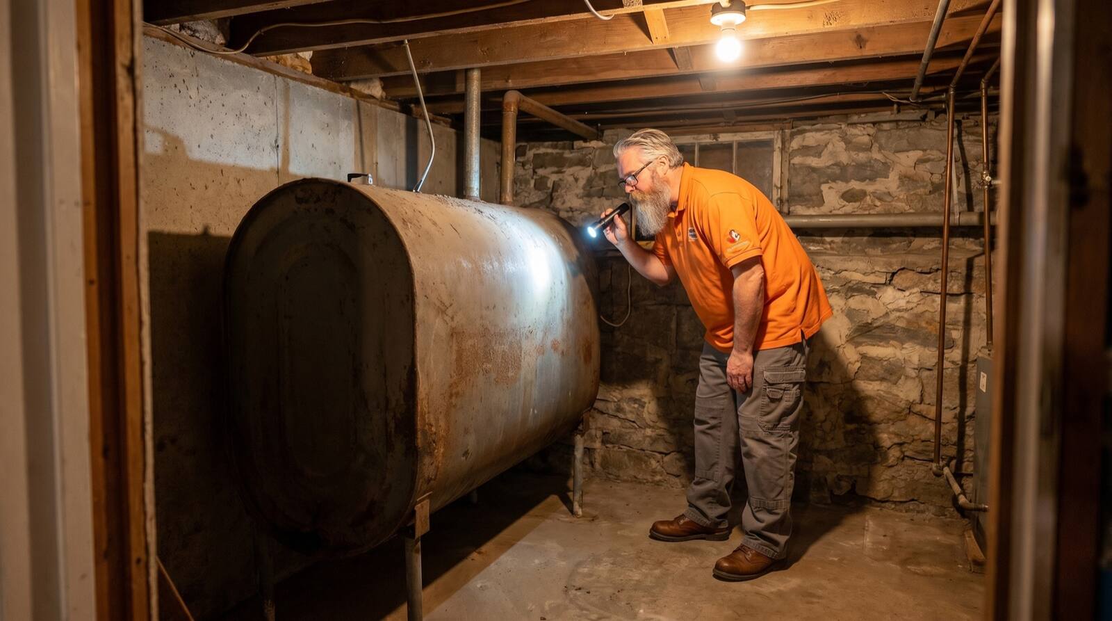 Oil tank inspection in a Southern New Brunswick basement