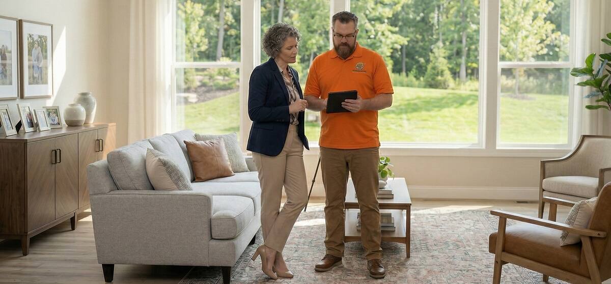 Home inspector conducting a post-closing inspection for buyers who waived their inspection condition